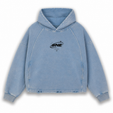 True Path Vintage Washed Frayed-Hem Hoodie - Blue