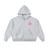 Peacekeeper Fleeced Full-Zip Boxy Hoodie - Grey