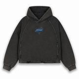 True Path Vintage Washed Frayed-Hem Hoodie - Black