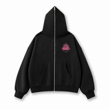 Peacekeeper Fleeced Full-Zip Boxy Hoodie - Black