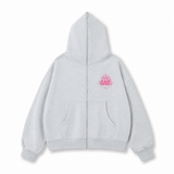 Peacekeeper Fleeced Full-Zip Boxy Hoodie - Grey