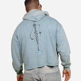 True Path Vintage Washed Frayed-Hem Hoodie - Blue