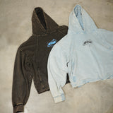 True Path Vintage Washed Frayed-Hem Hoodie - Black