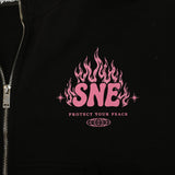 Peacekeeper Fleeced Full-Zip Boxy Hoodie - Black